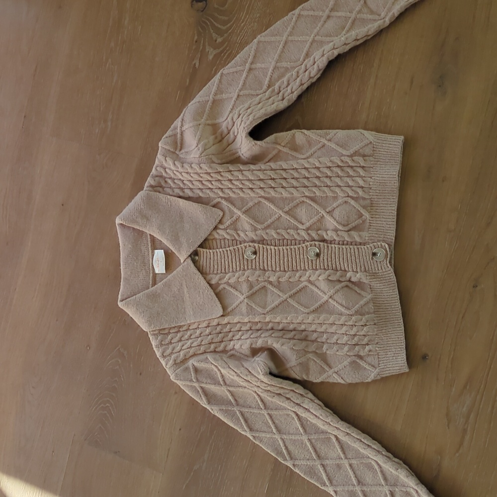 Allie Rose knit beige cardigan sweater size small